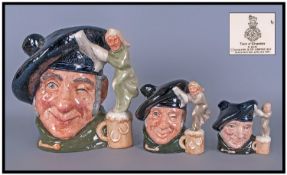 Royal Doulton Character Jug, set of Three. `Tam O`Shanter` Large. D6636, designer Max Henk. 7`` in