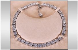 Newbridge Silverware Clear Crystal Choker, double row of square clear crystals, with original box