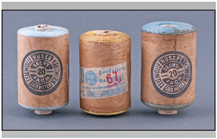 Three Vintage Spools Of Cotton.