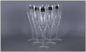 Set of Six Royal Doulton Champagne Flutes. Original Labels to glass
