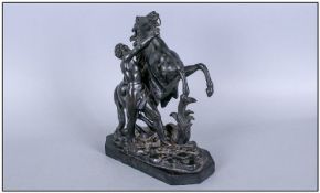 French 19th Century Good Quality Marly Horse Bronze Figure, after the antique. unsigned. Raised on