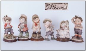 Italian Set Of Six Comical Children Figure. Various sizes and subjects. All figures are in