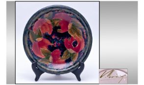 William Moorcroft Signed Shallow Bowl `Pomegranates & Berries` Design, Circa 1916-1920. Frit marks