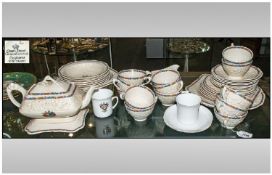 Crown Ducal Part Teaset comprising teapot, cups, saucers, two sandwich plates, serving dish, bowl