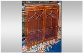 Edwardian Mahogany Double Astral Glazed Door Display Cabinet, with three interior shelves, with