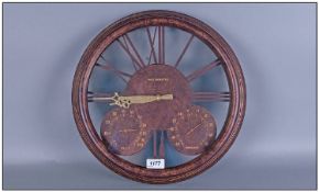 Contemporary Metal Wall Clock, with subsidiary dials and Roman numerals. Marked to dial ``