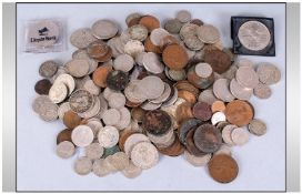 Tub Of GB Coins Dating back to Queen Victoria,  includes crowns, pre 1947 silver and one token