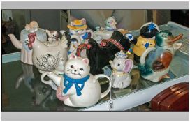 Collection of 12 Pottery Novelty Teapots. All with Animal Themes including Cats, Ducks, Hens Etc-