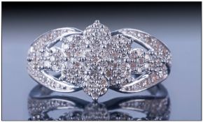 9ct White Gold Diamond Cluster Ring, set with round cut diamonds, estimated diamond weight 0.33cts.