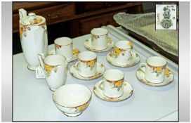 Royal Doulton 15 Piece Coffee Set. Clarke pattern. H4332. Comprises 6 coffee cans and saucers,