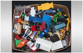 Box Containing A Large Quantity Of Mixed Diecast Models, Mostly Played With Condition