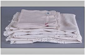 Linen Tableware Collection Comprising of 8 square napkins (with a scalloped feature to one corner)