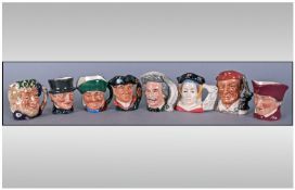 Royal Doulton Miniature Character Jugs, 8 In Total. 1, Night Watchman, D 6583. 2, Mark Twain, D