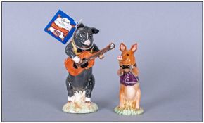 John Beswick Pig From Collection. 1, Chris, guitar. 2, James, triangle. Both with original boxes.