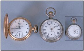 Full Hunter Pocket Watch, White Enamelled Dial With Roman Numerals And Subsidiary Seconds, Marked