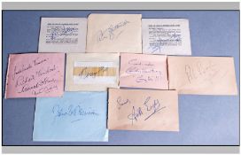 Comedy Autographs. 9 great autographs on pages. Peter Sellers, Benny Hill, John Le Mesurier, Peter