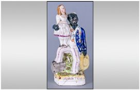 Staffordshire Mid 19th Century Figure `Uncle Tom & Eva` Circa 1852. 8.5`` in height, Crack to base,