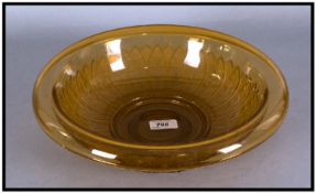 A 1930`s Amber Coloured Fruit  Bowl, 13 inches diameter. With a moulded matt finish, leaf design to