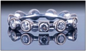 White Gold Diamond Full Eternity, set with round cut diamonds. Unmarked. Ring size F.