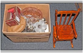 Box Of Miscellaneous. To include 6 boxed die cast models, glass ware, Wedgwood nursery bowl, modern