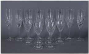 Marks & Spencer Loire Crystal Drinking Glasses. Comprising eight champagne flutes (two in original
