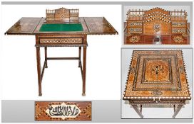 An Extremely Fine Quality Middle Eastern Late 19th Century Metamorphic Table/Writing Desk, Probably