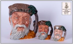 Royal Doulton Character Jugs, Set Of Three, 1. Robinson Crusoe Large D6532, Issued 1960-82, 7.5``