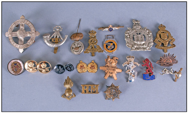 Military Interest Miscellaneous Lot. Comprising a collection of cap badges and buttons.