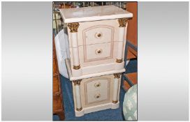 A Pair of Italian Contemporary Designer High Lacquered Side Cabinets in the Neo Classical Style