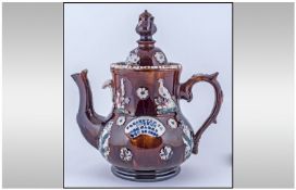 Measham Ware Bargee Treacle Glazed Novelty Teapot, with the words ``presented to mother from