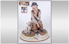 Capodimonte Quality Signed & Early Porcelain Figure Titled `The Two Friends` Signed B.Merli. Stands