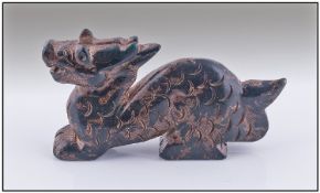 Hardstone Chinese Carved Dragon Paperweight. Length 4 inches, Height 2 Inches.