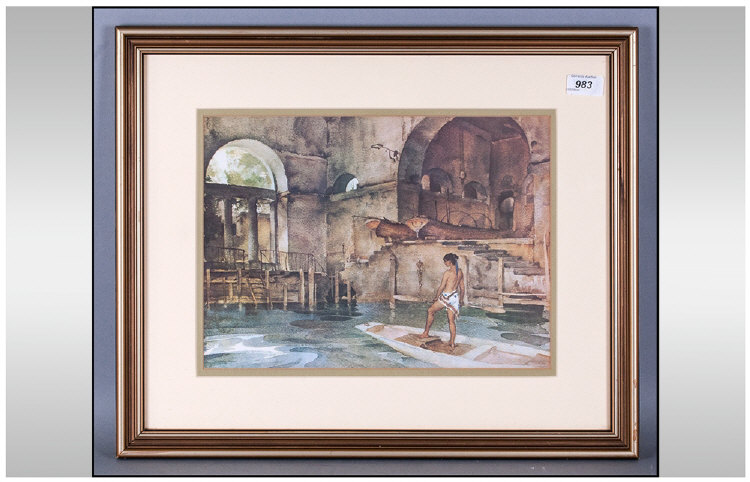 Russel Flint Framed and Glazed Print. 21 by 17 inches.