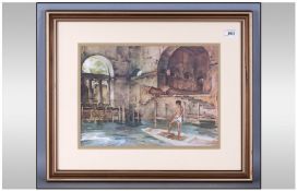 Russel Flint Framed and Glazed Print. 21 by 17 inches.