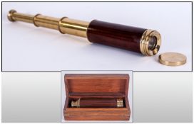 Reproduction Extending Brass Telescope In a Mahogany Case.