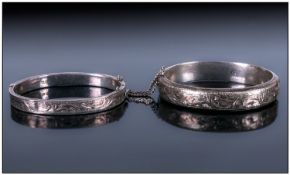 Two Various Silver Hinged Bangles, both hallmarked, one for Chester, 1949, the other, Birmingham