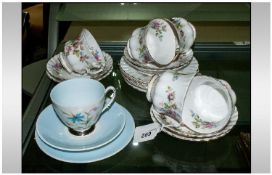 Royal Albert `Moss Rose` Part Tea Set comprising 5 trios plus one extra side plate. Together with