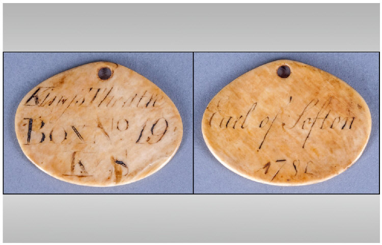 An Extremely Rare Engraved Ivory Badge Holder Pendant. In 1781 The Earl of Sefton opened his famous