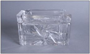 Glass Cigarette Box, with star cut base and lid. 5 by 3 inches.
