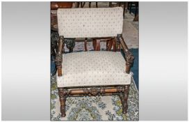 Dutch Carved Walnut Borroc Style Armchair, with carved lion heads to the arms, on turned legs and