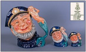 Royal Doulton Character Jugs Set Of Three. 1, Old Salt large, D 6551, height 7.5 inches. 2, Old