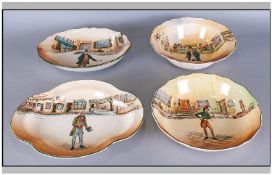 Royal Doulton Early Dickens Ware Bowls, 4 In Total. 1, Alfred Jingle, D 5175, diameter 9.5 inches,