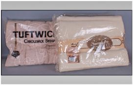 Tuftwick Candlewick Bedspread, unused and original packaging, 90 by 100 inches. Together with