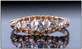 Late 19th Century 18ct Gold Diamond Ring, set with 5 graduating round cut diamonds in a gallery