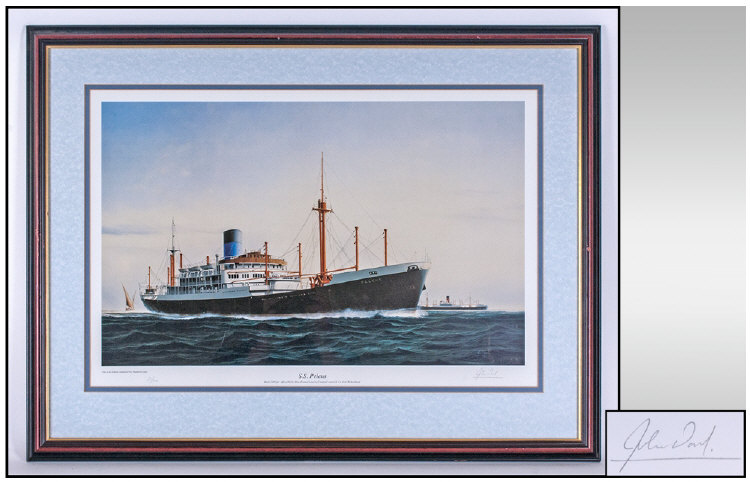John Wood Marine Artist Pencil Signed Limited Edition and Numbered Coloured Print. Number 231/500.