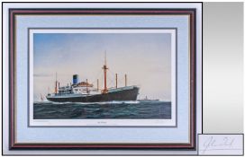 John Wood Marine Artist Pencil Signed Limited Edition and Numbered Coloured Print. Number 231/500.