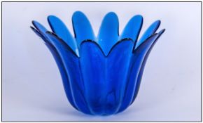 Contemporary Bristol Blue Decorative Bowl, in the form of a flower head. Height 8.5 inches,