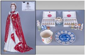 Small Collection of Ceramics including Royal Worcester Figure in celebration of The Queens 80th