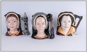 Royal Doulton Henry VIII Wives Character Jugs 1. Catherine Howard, D6645, 7`` in height, 2. Anne