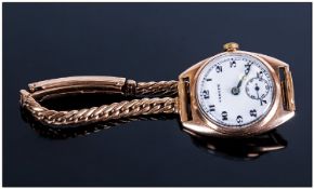 Vertex Art Deco Ladies 9ct Gold Cased Mechanical Wrist Watch. Fitted on a 9ct gold rope twist